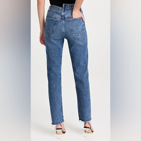 Agolde Criss Cross High Rise Straight Dark Wash Jeans In Range NWT - Picture 7 of 15